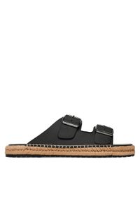 TOMMY HILFIGER - Tommy Hilfiger Espadryle Flex Jutte Hilfiger Lth Sandal FM0FM05646 Czarny. Kolor: czarny. Materiał: skóra