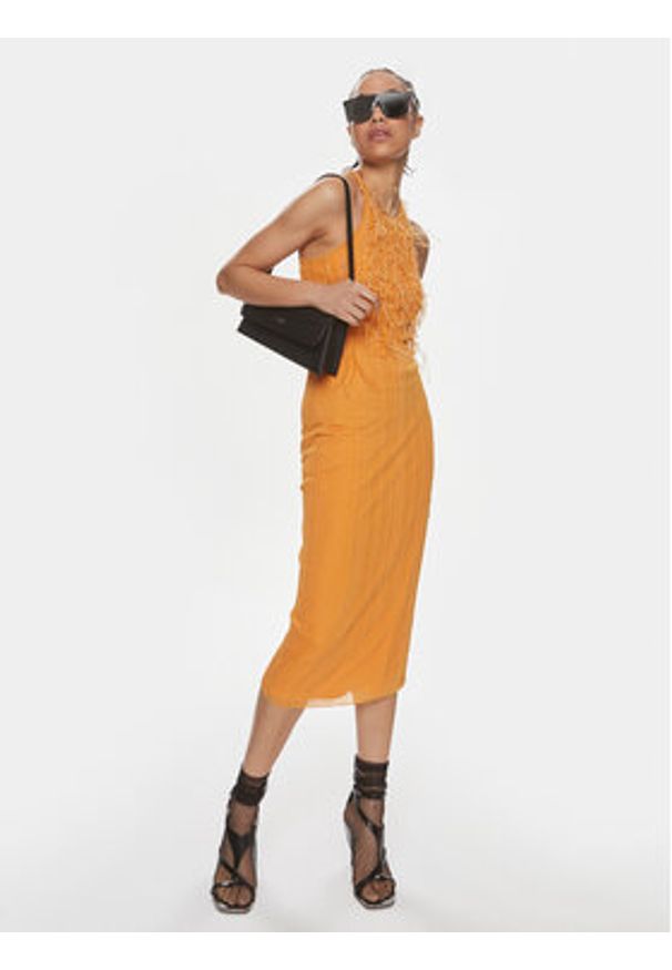 Patrizia Pepe Sukienka koktajlowa 2A2735/K186-R824 Pomarańczowy Slim Fit. Kolor: pomarańczowy. Materiał: wiskoza. Styl: wizytowy