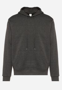 Born2be - Ciemnoszara Bluza z Kapturem i Kangurkową Kieszenią Envila. Okazja: na co dzień. Typ kołnierza: kaptur. Kolor: szary. Materiał: jeans. Styl: casual, elegancki