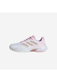 Buty tenisowe damskie Adidas Courtjam Control 3 na każdą nawierzchnię. Kolor: różowy, biały, wielokolorowy. Materiał: kauczuk. Sport: tenis