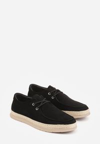 Born2be - Czarne Półbuty Mokasyny ze Sznurowaną Cholewką Ellsia. Okazja: na co dzień, do pracy. Kolor: czarny. Materiał: jeans. Szerokość cholewki: normalna. Styl: casual, klasyczny #4