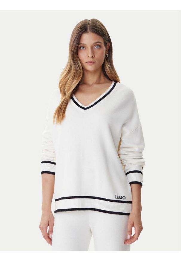 Liu Jo Sport Sweter TF5229 MS59L Écru Regular Fit. Materiał: syntetyk. Styl: sportowy