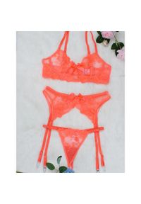 Intica - Komplet bielizny z haftem na specjalne okazje Ruxandra. Kolor: pomarańczowy. Materiał: materiał. Wzór: haft