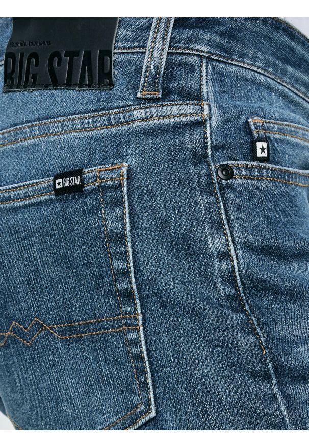Big-Star - Jeansy męskie dopasowane granatowe Terry High Waist 329. Okazja: na co dzień. Stan: podwyższony. Kolor: niebieski. Styl: klasyczny, casual