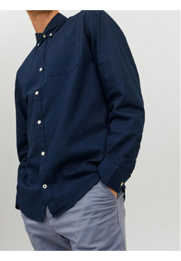 Jack & Jones - Jack&Jones Koszula 12182486 Granatowy Slim Fit. Kolor: niebieski. Materiał: bawełna