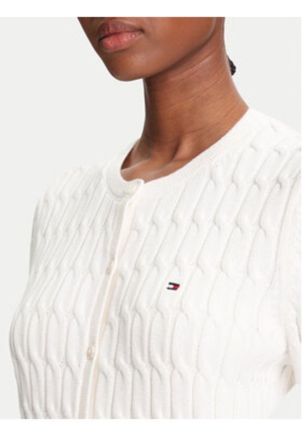 TOMMY HILFIGER - Tommy Hilfiger Kardigan WW0WW46514 Écru Regular Fit. Materiał: bawełna