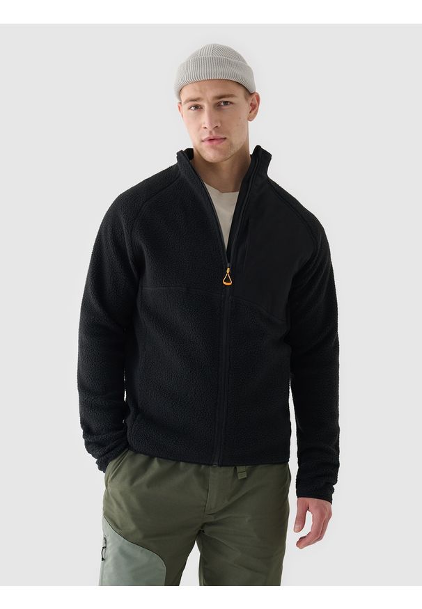 4f - 4F Polar sherpa ze stójką męski - czarny XXL. Typ kołnierza: kołnierzyk stójkowy. Kolekcja: plus size. Kolor: czarny. Materiał: polar. Długość rękawa: raglanowy rękaw. Sezon: zima. Sport: turystyka piesza, wspinaczka, narciarstwo, snowboard