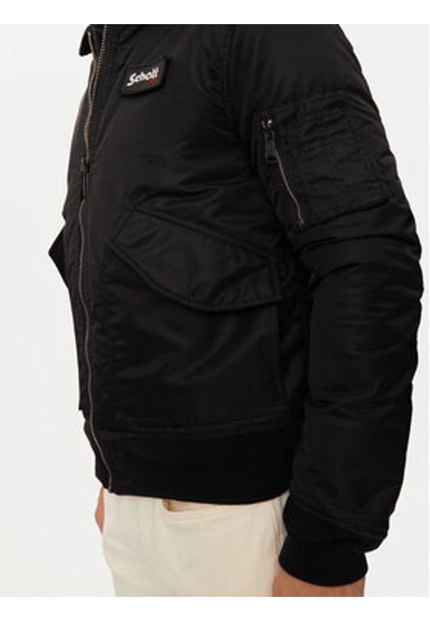 Schott NYC Kurtka bomber 210100RS Czarny Regular Fit. Kolor: czarny. Materiał: syntetyk