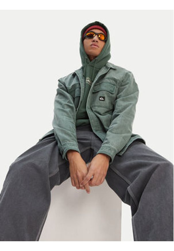 Quiksilver Koszula jeansowa Mohab Washed Twill EQYWT04654 Zielony Oversize. Kolor: zielony. Materiał: bawełna