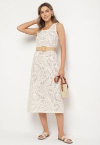 Born2be - Beżowa Szydełkowa Sukienka z Bawełny w Stylu Boho Baniretia. Okazja: na spacer, na imprezę, na co dzień. Kolor: beżowy. Materiał: bawełna. Styl: boho #2