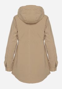 Born2be - Ciemnobeżowa Kurtka Parka z Kapturem z Ozdobną Wyściółką Tiolara. Okazja: na spacer, na co dzień. Typ kołnierza: kaptur. Kolor: beżowy. Materiał: jeans. Styl: casual, sportowy #3