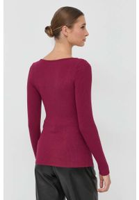 Guess longsleeve damski kolor bordowy. Kolor: czerwony. Materiał: materiał, wiskoza. Długość rękawa: długi rękaw. Długość: krótkie #6