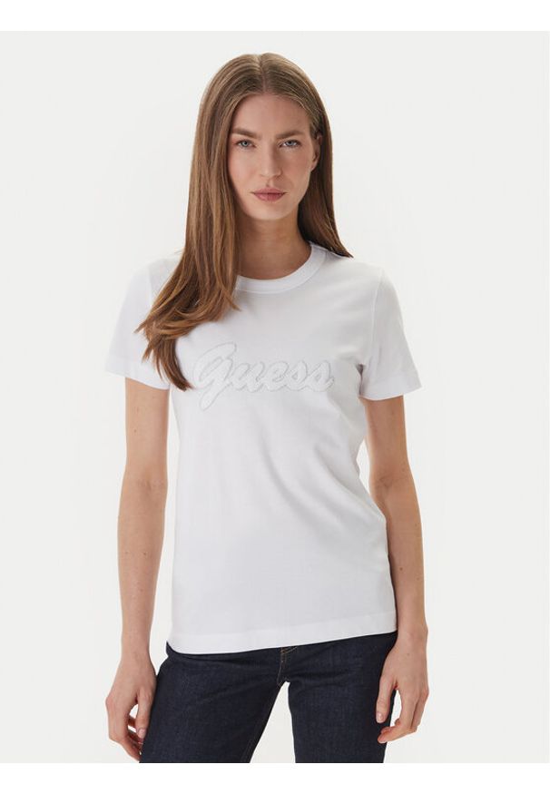 Guess T-Shirt W6GI08 K3023 Biały Regular Fit. Kolor: biały. Materiał: bawełna