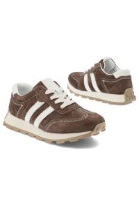 Sneakersy damskie S.Barski, sportowy fason sznurowanie stabilna podeszwa dobra przyczepność wygodna konstrukcja miękkie wnętrze, brązowe, LR61-7097. Okazja: na co dzień. Zapięcie: sznurówki. Kolor: brązowy. Materiał: jeans, zamsz. Szerokość cholewki: normalna #8