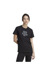 Koszulka z krótkim rękawem damska Adidas Gym & Pilates. Kolor: czarny. Materiał: włókno, materiał, bawełna. Długość rękawa: krótki rękaw. Długość: krótkie. Sport: joga i pilates