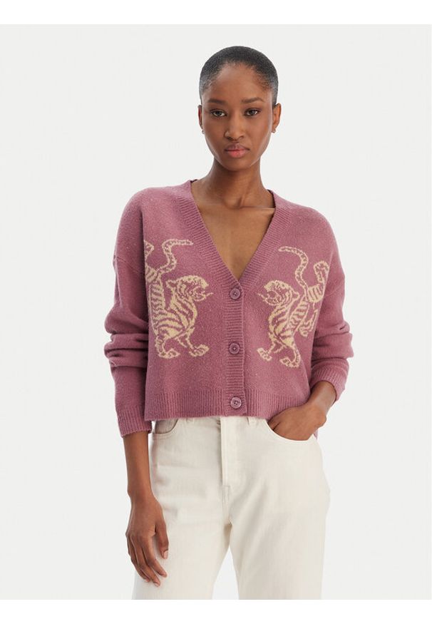 RVCA Kardigan EVJSW03002 Fioletowy Relaxed Fit. Kolor: fioletowy. Materiał: syntetyk