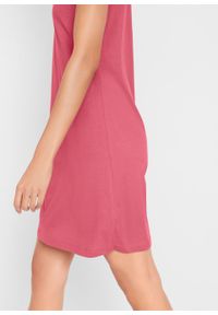 Sukienka shirtowa, krótki rękaw bonprix dymny malinowy. Kolor: różowy. Materiał: bawełna. Długość rękawa: krótki rękaw #5