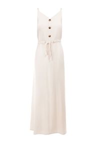 Born2be - Beżowa Sukienka z Wiskozy Xelpiroe. Okazja: na co dzień. Kolor: beżowy. Wzór: gładki, aplikacja. Typ sukienki: proste. Materiał: wiskoza. Długość rękawa: na ramiączkach. Sezon: lato. Styl: casual. Długość: maxi #2