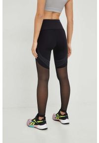 Reebok legginsy treningowe Lux Perform damskie kolor czarny gładkie. Kolor: czarny. Materiał: lycra, skóra, materiał. Wzór: gładki. Sport: fitness #5