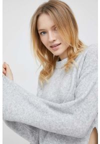 Calvin Klein Jeans sweter z domieszką wełny damski kolor szary lekki z półgolfem. Kolor: szary. Materiał: wełna #1