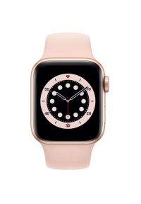 APPLE Watch 6 40mm (Złoty z opaską sportową w kolorze różowym). Rodzaj zegarka: smartwatch. Kolor: złoty, wielokolorowy, różowy. Materiał: poliester, nylon, guma, materiał. Styl: sportowy #2