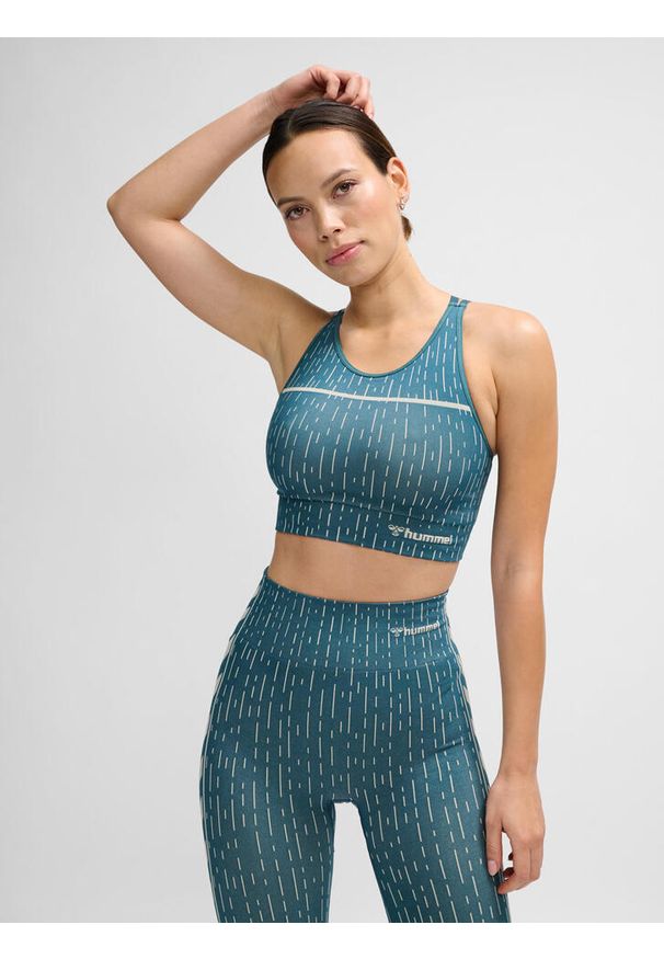 Bezszwowy biustonosz dla kobiet Hummel MT Drops. Kolor: wielokolorowy, niebieski, zielony. Sport: joga i pilates