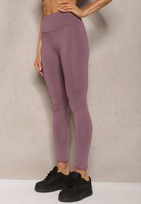 Renee - Fioletowe Sportowe Legginsy High Waist Vesara. Okazja: na co dzień. Stan: podwyższony. Kolor: fioletowy. Długość: długie. Styl: sportowy #3