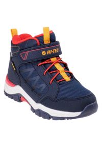 Hi-tec - Dziecięce/niemowlęce Wodoodporne Buty Turystyczne Girvine Mid Cut. Kolor: żółty, pomarańczowy, brązowy, wielokolorowy, niebieski. Sport: turystyka piesza #1
