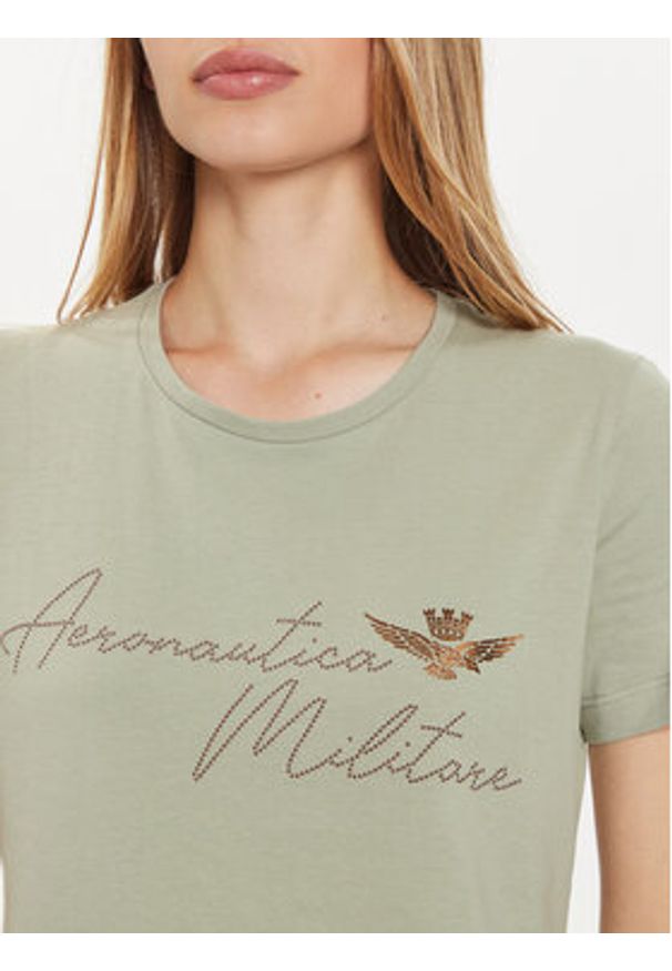 Aeronautica Militare T-Shirt 242TS2354DJ638 Zielony Regular Fit. Kolor: zielony. Materiał: bawełna