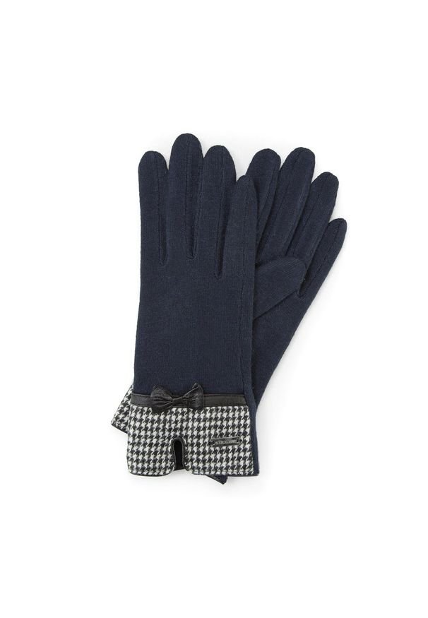 Wittchen - Damskie rękawiczki w pepitkę. Kolor: niebieski. Materiał: wełna
