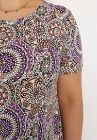 Born2be - Fioletowa Sukienka Mini z Wiskozy o Rozkloszowanym Fasonie Boho Aiselle. Kolor: fioletowy. Materiał: wiskoza. Wzór: kolorowy. Sezon: lato. Styl: boho. Długość: mini #5