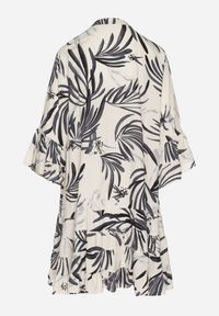 Born2be - Ciemnoszara Sukienka z Wiskozy o Rozkloszowanym Kroju z Falbanami w Roślinny Wzór Ridiara. Okazja: na co dzień, na imprezę. Typ kołnierza: dekolt w serek. Kolor: szary. Materiał: wiskoza. Typ sukienki: rozkloszowane. Styl: klasyczny, casual, elegancki #6