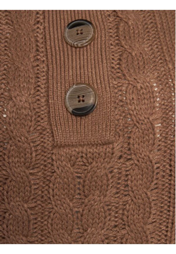 Brave Soul Sweter LK-286MOMPOX Brązowy Regular Fit. Kolor: brązowy. Materiał: wiskoza