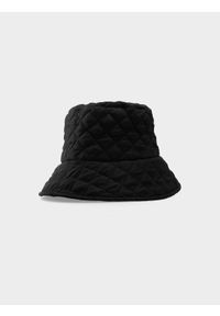 4f - Kapelusz bucket hat pikowany damski. Kolor: czarny. Materiał: poliester, materiał
