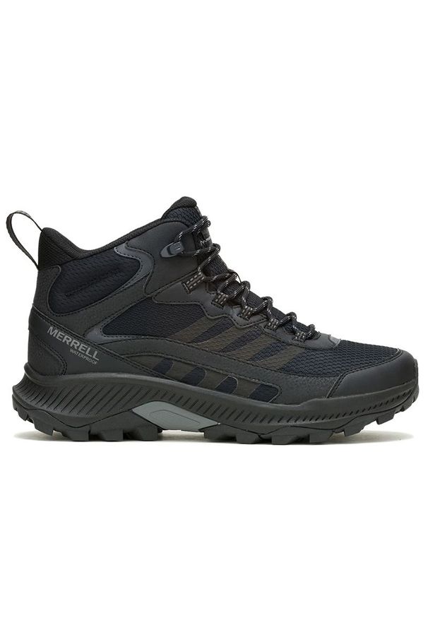 Buty Merrell Speed Strike 2 Mid Waterproof J037833 - czarne. Zapięcie: sznurówki. Kolor: czarny. Materiał: skóra, syntetyk, guma. Szerokość cholewki: normalna