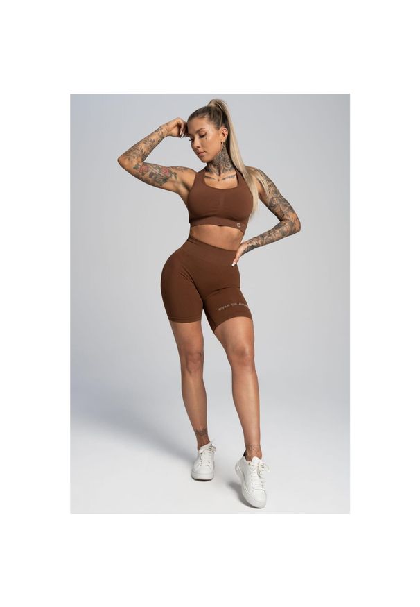 GYM GLAMOUR - Bikery fitness damskie Gym Glamour push up. Kolor: brązowy. Sport: fitness