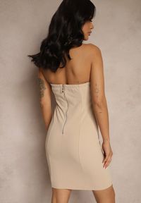 Renee - Beżowa Sukienka z Wiskozą Typu Bodycon Ellavira. Kolor: beżowy. Materiał: wiskoza. Typ sukienki: bodycon. Styl: klasyczny #3