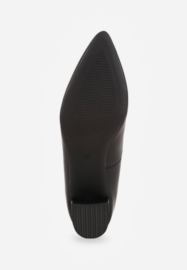 Renee - Czarne Skórzane Czółenka VICES na Słupkowym Obcasie Nerilise. Nosek buta: otwarty. Kolor: czarny. Materiał: skóra. Obcas: na obcasie. Wysokość obcasa: średni