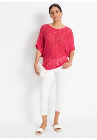 Shirt dzianinowy oversize bonprix różowy magenta. Kolor: różowy. Materiał: dzianina #6