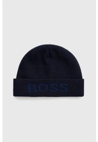 BOSS - Boss Czapka kolor granatowy z domieszką wełny. Kolor: niebieski. Materiał: wełna