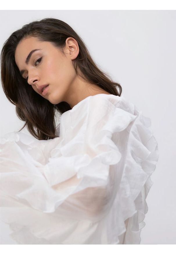 Reserved - Bluzka z lyocellem - biały. Kolor: biały. Materiał: tkanina