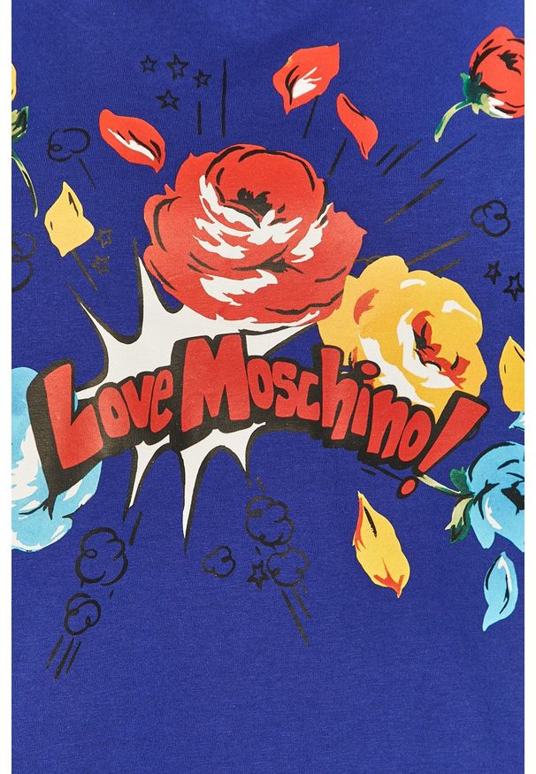 Love Moschino - Sukienka. Okazja: na co dzień. Kolor: niebieski. Wzór: nadruk. Typ sukienki: proste. Styl: casual