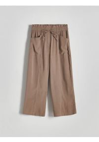 Reserved - Spodnie z wiskozą - brązowy. Kolor: brązowy. Materiał: wiskoza