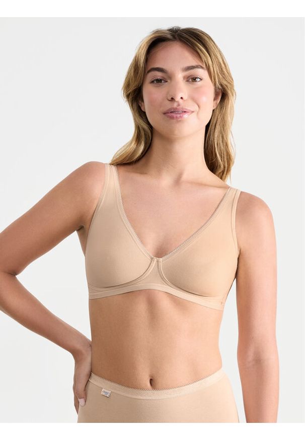 Sloggi Biustonosz bezfiszbinowy Basic 10222327 Beżowy. Kolor: beżowy. Materiał: bawełna