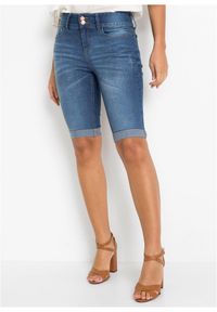 bonprix - Bermudy dżinsowe mid waist. Kolor: niebieski #1