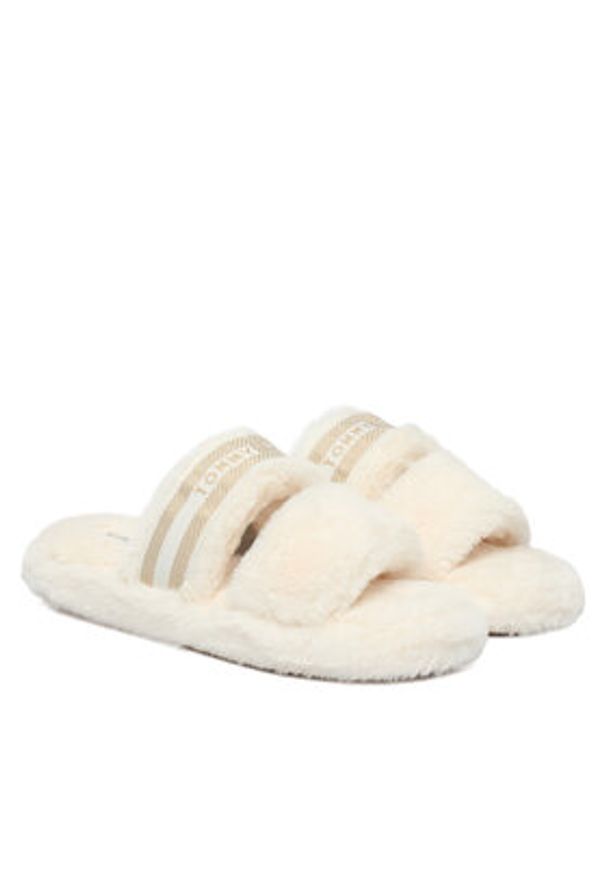 TOMMY HILFIGER - Tommy Hilfiger Kapcie Hilfiger Fur Slipper FW0FW08854 Biały. Kolor: biały. Materiał: materiał