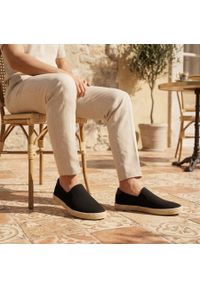 eVento - Espadryle męskie slip on czarne Unisoft 7037. Zapięcie: bez zapięcia. Kolor: czarny. Materiał: tkanina #1