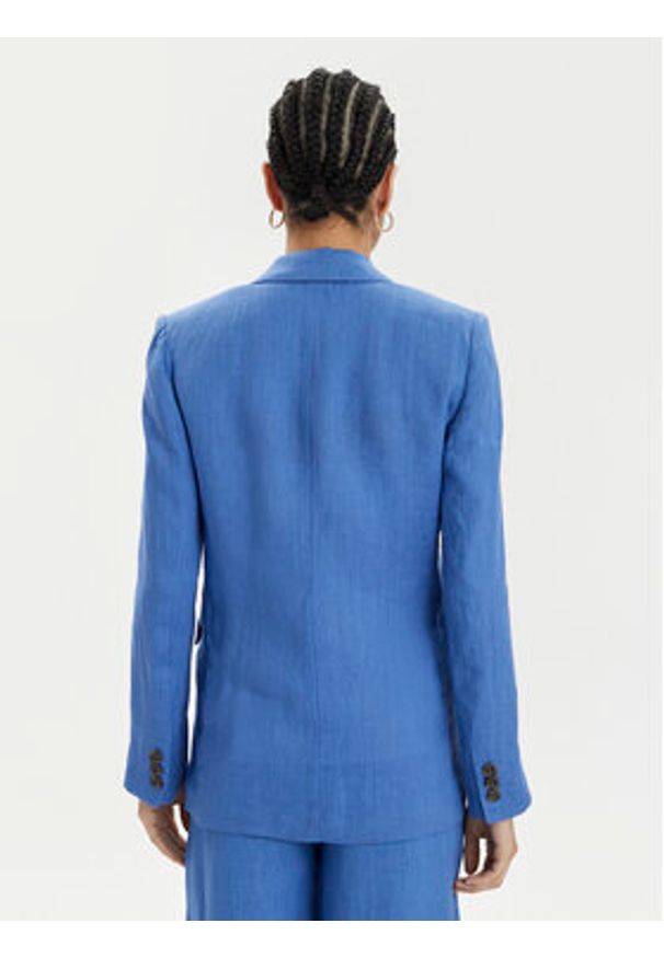 Marella Marynarka Afro 2413041094 Niebieski Regular Fit. Kolor: niebieski. Materiał: len