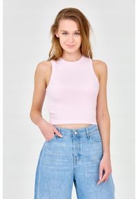 Guess - GUESS Damski różowy top, Rozmiar M. Kolor: różowy. Materiał: wiskoza