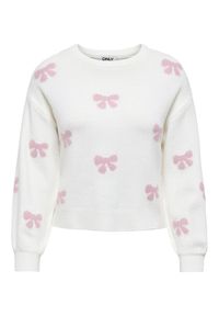 only - ONLY Sweter Bora 15360712 Biały Regular Fit. Kolor: biały. Materiał: syntetyk